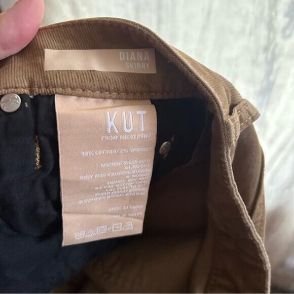 Kut from the‎ Kloth Diana Skinny Corduroy Pants Khaki Tan Beige NWT Size 0 - Picture 7 of 7